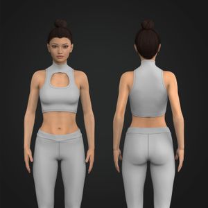 Ladies Front Cut Out High Neckline Crop Bra Tech Pack