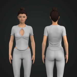 Ladies Front Cut Out Overlapping Scallop Bottom Tee Tech Pack
