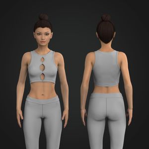 Ladies Front Cut Out Racer Back Crop Tank Top Tech Pack