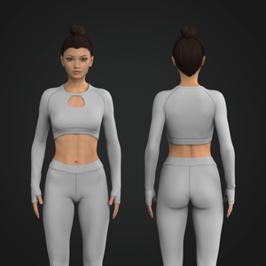 Ladies Front Cut Out Raglan Runner Sleeve Crop Top Tech Pack