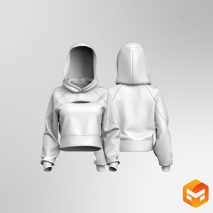 Ladies Front Cut Out Relaxed Hoodie 3D Garment