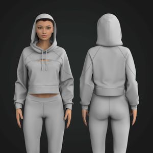 Ladies Front Cut Out Relaxed Hoodie Tech Pack