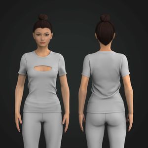 Ladies Front Cut Out Set In Sleeve Fitted Tee Tech Pack