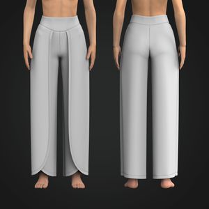 Ladies Front Overlapping High Split Hem Flowy Joggers Tech Pack