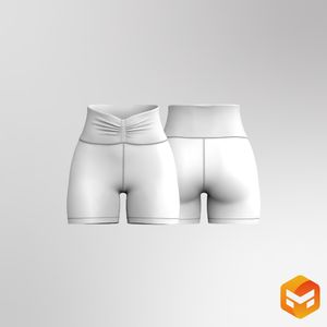 Ladies Front Ruching 5.00 Inch Inseam Biker Shorts 3D Garment