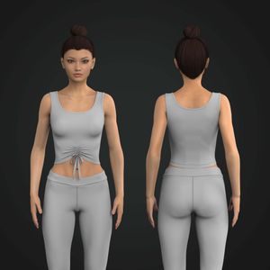 Ladies Front Ruching Adjustable Crop Tank Top Tech Pack