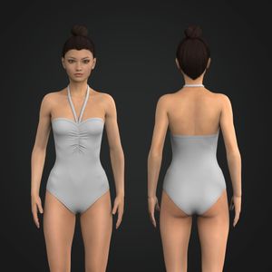 Ladies Front Ruching Bandeau Swimsuit Tech Pack