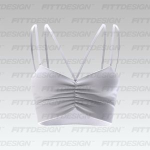 Ladies Front Ruching Criss Cross Strappy Crop Tank Smart Mockup