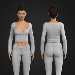 Ladies Front Ruching Diamond Neckline Crop Top Tech Pack