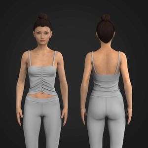 Ladies Front Ruching Fitted Strappy Tank Top Tech Pack