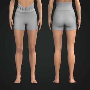 Ladies Front Ruching High Waisted 4.00 Inch Inseam Biker Shorts Tech Pack