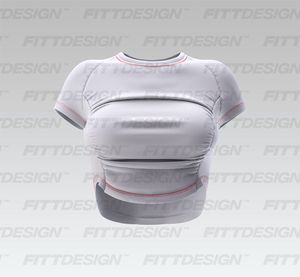 Ladies Front Ruching Scallop Bottom Crop Tee Smart Mockup