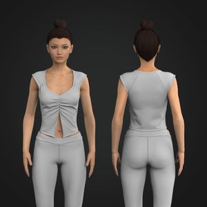 Ladies Front Ruching Split Hem Scallop Bottom Waist Length Tee Tech Pack