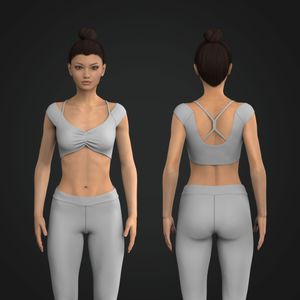 Ladies Front Ruching Strappy Micro Crop Bra Tech Pack