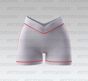 Ladies Front Ruching V-Shaped Waistband Biker Shorts Smart Mockup