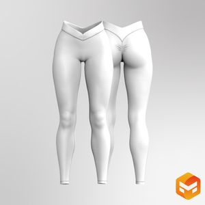 Ladies Front Ruching V-Shaped Waistband Leggings 3D Garment