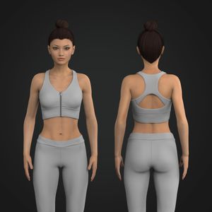 Ladies Front Ruching Zip Up Racer Back Sports Bra Tech Pack