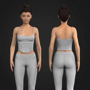 Ladies Front Scallop Bottom Corset Style Tank Top Tech Pack