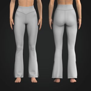 Ladies Front V-Shaped Waistband Split Hem Flared Leggings Back Tech Pack