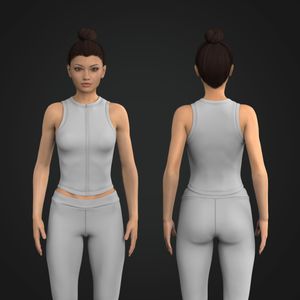 Ladies Front Zip Up Fitted Tank Top Tech Pack