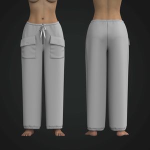 Ladies Front Zip Up Flap Pockets Wide Leg Pants