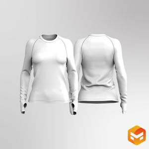 Ladies Full Length Raglan Runner Sleeve Tee 3D Garment