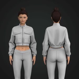 Ladies Full Zip Cargo Pocket Relaxed Cropped Jacket Tech Pack