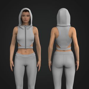 Ladies Full Zip Hooded Sports Bra