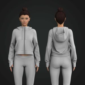 Ladies Full Zip Raglan Runner Sleeve Relaxed Crop Hoodie Tech Pack