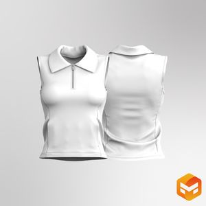 Ladies Golf Quarter Zip Polo Collar Sleeveless Top 3D Garment