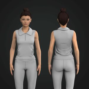Ladies Golf Quarter Zip Polo Collar Sleeveless Top Tech Pack