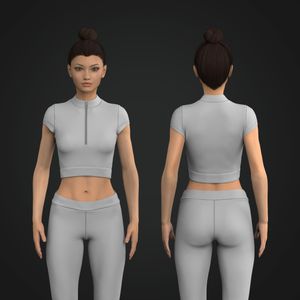 Ladies Half Zip Cap Sleeve Crop Top Tech Pack