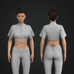 Ladies Half Zip Criss Cross Strap Micro Crop Tee Tech Pack