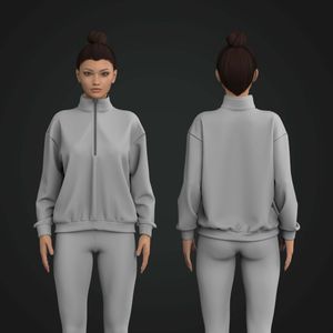 Ladies Half Zip Drop Shoulder Relaxed Sweatshirt Tech Pack