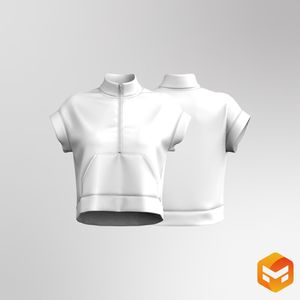 Ladies Half Zip Extended Shoulder Relaxed Vest 3D Garment