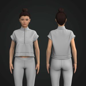 Ladies Half Zip Extended Shoulder Relaxed Vest Tech Pack