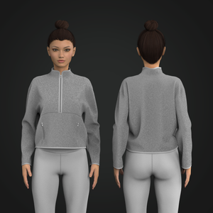 Ladies Half Zip Faux Shearling Crop Sweater Tech Pack