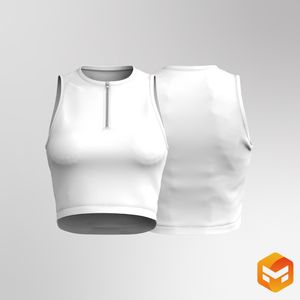 Ladies Half Zip Wide Back Tank Top 3D Garment