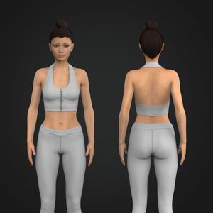 Ladies Halter Neckline Corset Style Zip Up Backless Crop Top Tech Pack