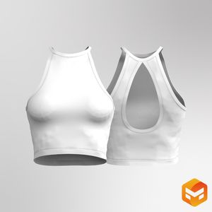 Ladies Halter Neckline Cut Out Back Tank Top 3D Garment