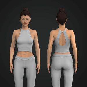 Ladies Halter Neckline Cut Out Back Tank Top Tech Pack