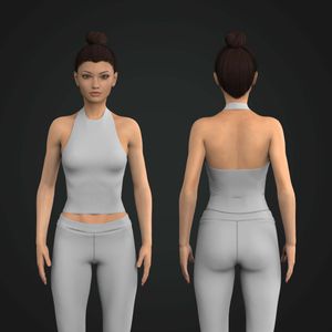 Ladies Halter Neckline Fitted Waist Length Top Tech Pack
