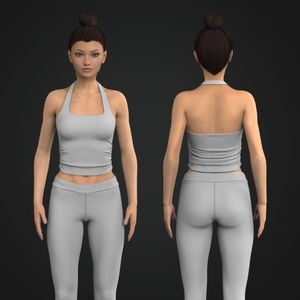 Ladies Halter Neckline Ruched Waist Length Top Tech Pack