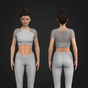 Ladies Halter Neckline Shoulder Cut Out Crop Tee Tech Pack