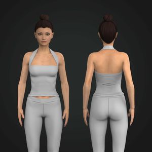 Ladies Halter Neckline Split Hem Top Tech Pack
