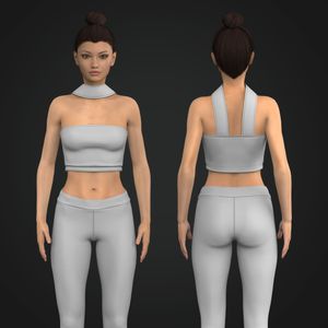 Ladies Halter Top Open Front Crop Top Tech Pack