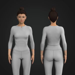 Ladies Henley Collar Three Quarter Sleeve Fitted Top Tech Pack