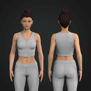 Ladies Henley Neckline Raw Hem Crop Top