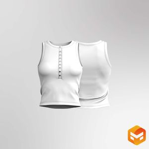 Ladies Henley Neckline Ribbed Tank Top 3D Garment