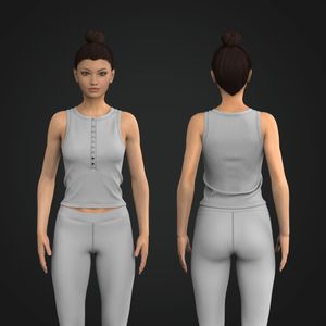 Ladies Henley Neckline Ribbed Tank Top Tech Pack